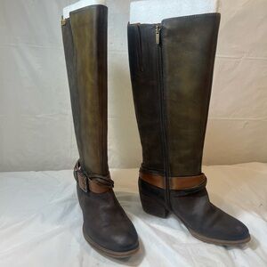 PIKOLINOS Dark Brown and Olive Heeled Boots